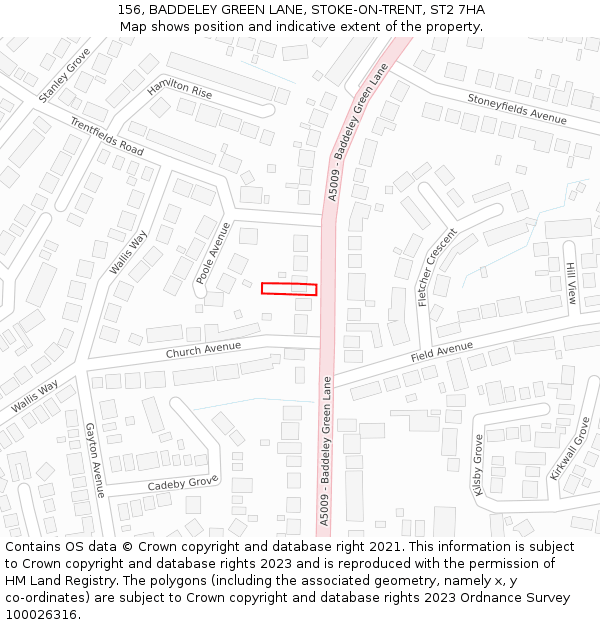 156, BADDELEY GREEN LANE, STOKE-ON-TRENT, ST2 7HA: Location map and indicative extent of plot