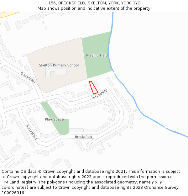 156, BRECKSFIELD, SKELTON, YORK, YO30 1YG: Location map and indicative extent of plot