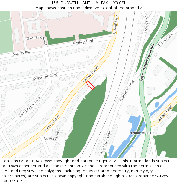 156, DUDWELL LANE, HALIFAX, HX3 0SH: Location map and indicative extent of plot