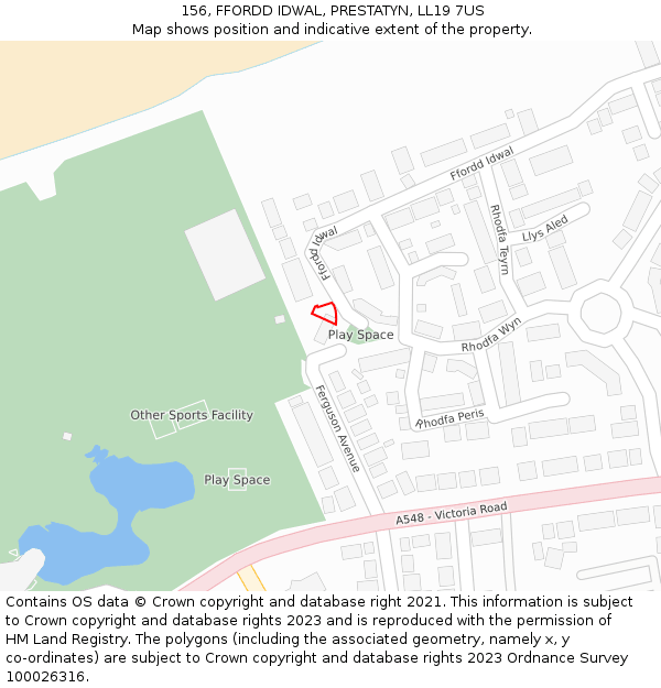 156, FFORDD IDWAL, PRESTATYN, LL19 7US: Location map and indicative extent of plot