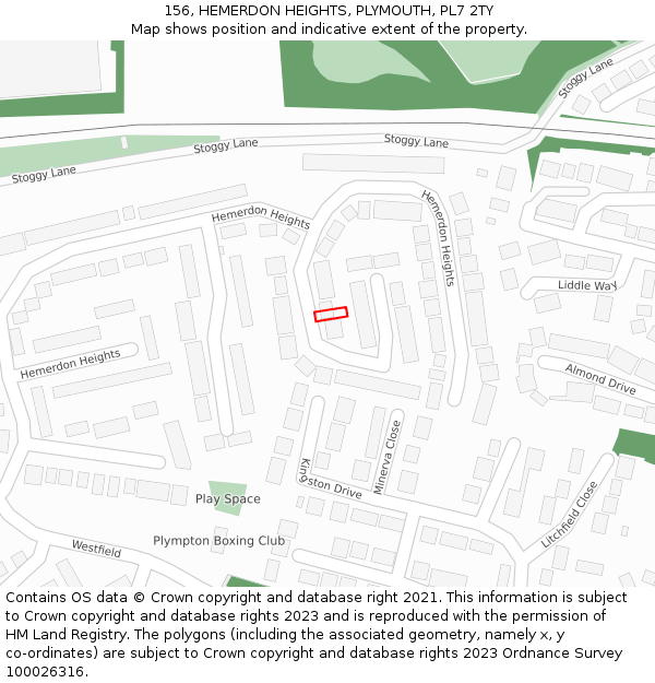 156, HEMERDON HEIGHTS, PLYMOUTH, PL7 2TY: Location map and indicative extent of plot