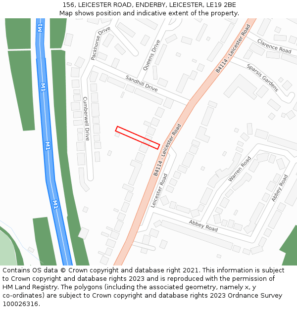 156, LEICESTER ROAD, ENDERBY, LEICESTER, LE19 2BE: Location map and indicative extent of plot