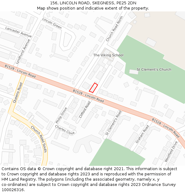 156, LINCOLN ROAD, SKEGNESS, PE25 2DN: Location map and indicative extent of plot