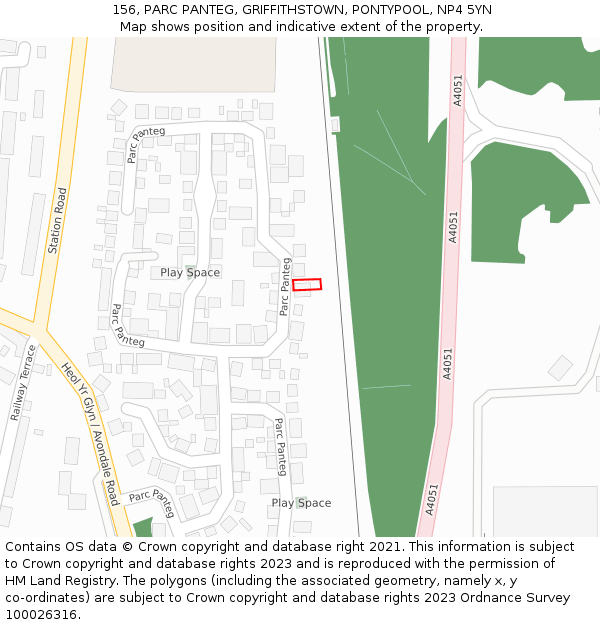 156, PARC PANTEG, GRIFFITHSTOWN, PONTYPOOL, NP4 5YN: Location map and indicative extent of plot