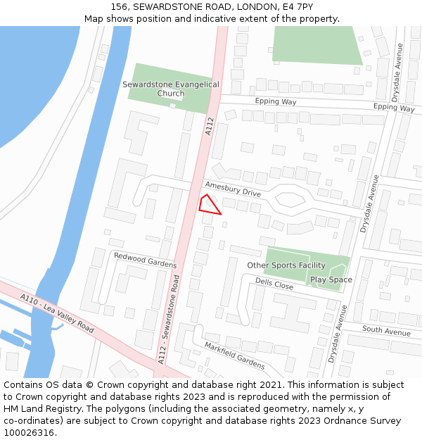 156, SEWARDSTONE ROAD, LONDON, E4 7PY: Location map and indicative extent of plot