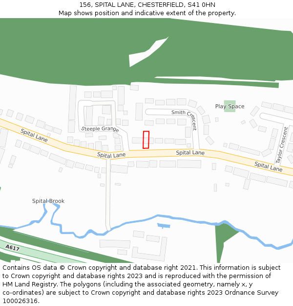 156, SPITAL LANE, CHESTERFIELD, S41 0HN: Location map and indicative extent of plot