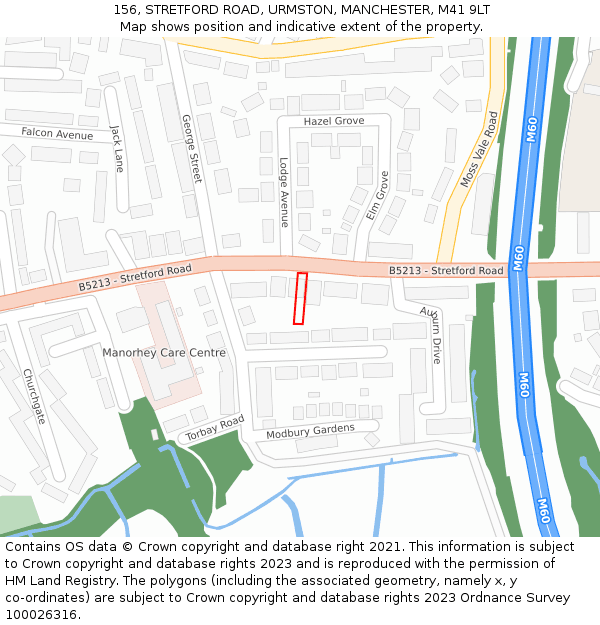 156, STRETFORD ROAD, URMSTON, MANCHESTER, M41 9LT: Location map and indicative extent of plot