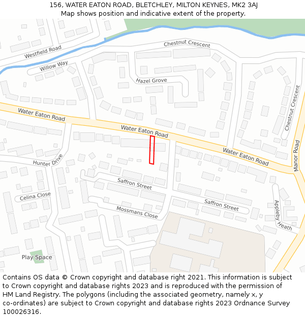 156, WATER EATON ROAD, BLETCHLEY, MILTON KEYNES, MK2 3AJ: Location map and indicative extent of plot