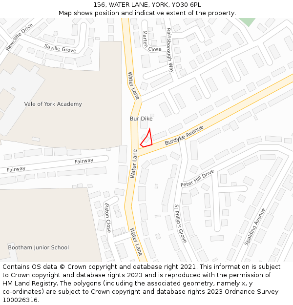 156, WATER LANE, YORK, YO30 6PL: Location map and indicative extent of plot