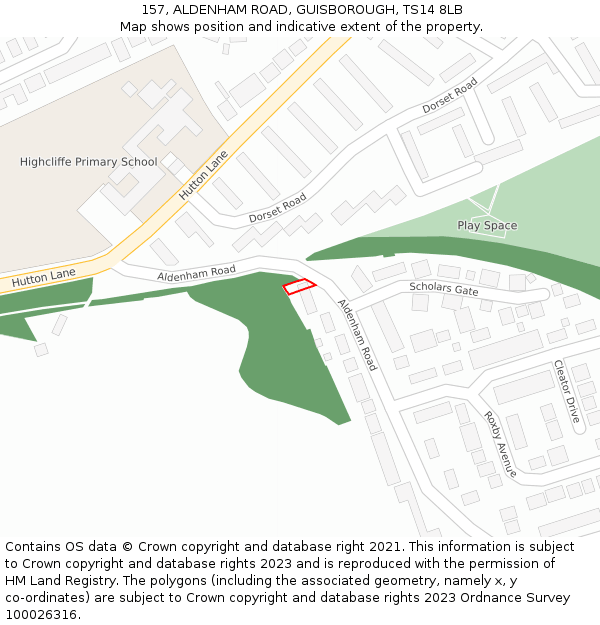 157, ALDENHAM ROAD, GUISBOROUGH, TS14 8LB: Location map and indicative extent of plot