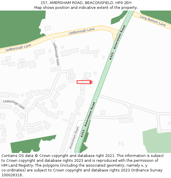 157, AMERSHAM ROAD, BEACONSFIELD, HP9 2EH: Location map and indicative extent of plot