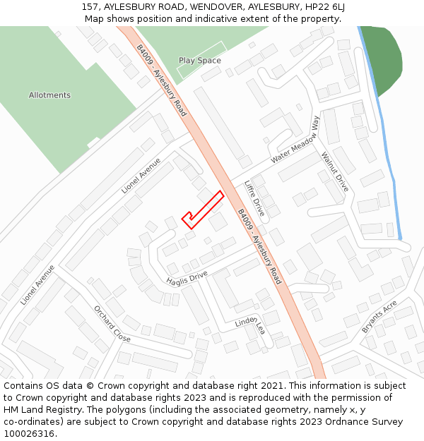 157, AYLESBURY ROAD, WENDOVER, AYLESBURY, HP22 6LJ: Location map and indicative extent of plot