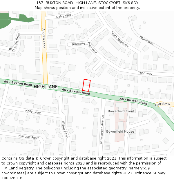 157, BUXTON ROAD, HIGH LANE, STOCKPORT, SK6 8DY: Location map and indicative extent of plot