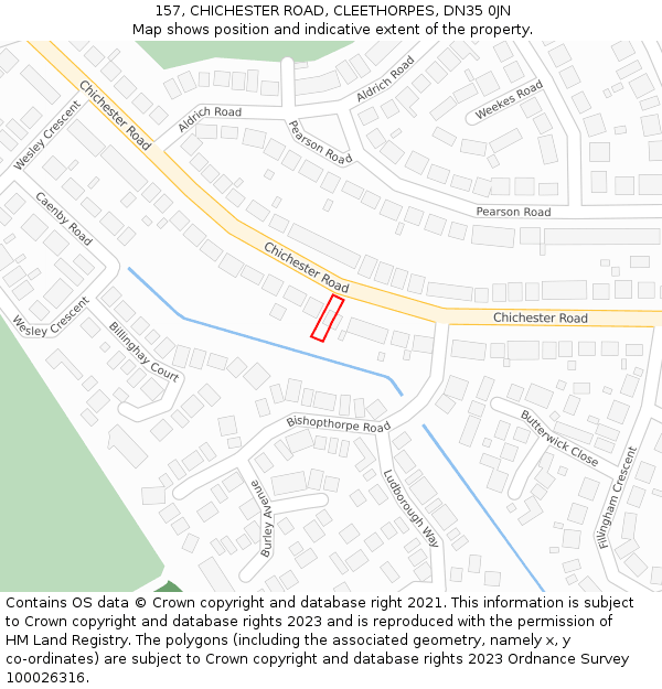 157, CHICHESTER ROAD, CLEETHORPES, DN35 0JN: Location map and indicative extent of plot