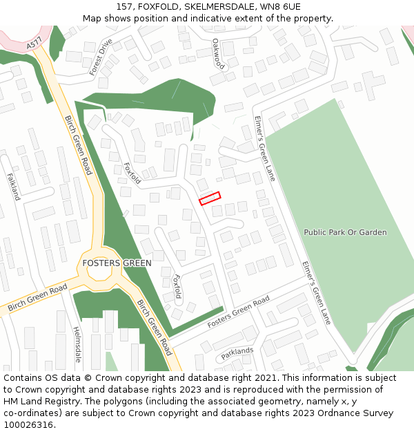 157, FOXFOLD, SKELMERSDALE, WN8 6UE: Location map and indicative extent of plot