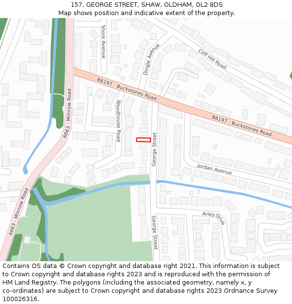 157, GEORGE STREET, SHAW, OLDHAM, OL2 8DS: Location map and indicative extent of plot