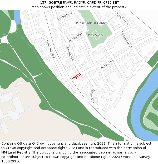 157, GOETRE FAWR, RADYR, CARDIFF, CF15 8ET: Location map and indicative extent of plot