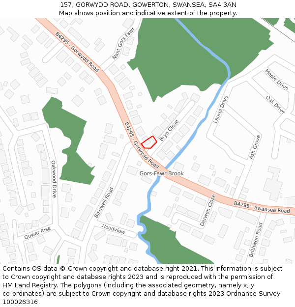 157, GORWYDD ROAD, GOWERTON, SWANSEA, SA4 3AN: Location map and indicative extent of plot