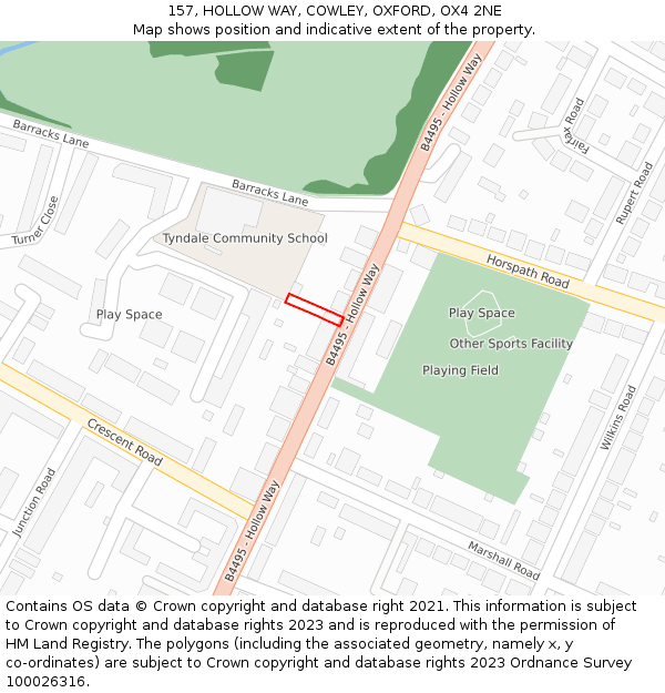 157, HOLLOW WAY, COWLEY, OXFORD, OX4 2NE: Location map and indicative extent of plot