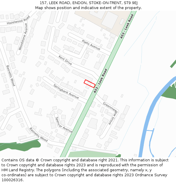 157, LEEK ROAD, ENDON, STOKE-ON-TRENT, ST9 9EJ: Location map and indicative extent of plot