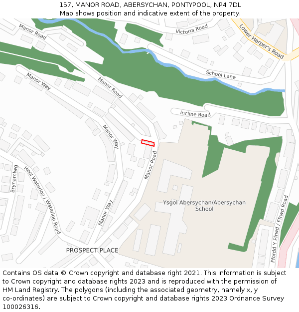 157, MANOR ROAD, ABERSYCHAN, PONTYPOOL, NP4 7DL: Location map and indicative extent of plot