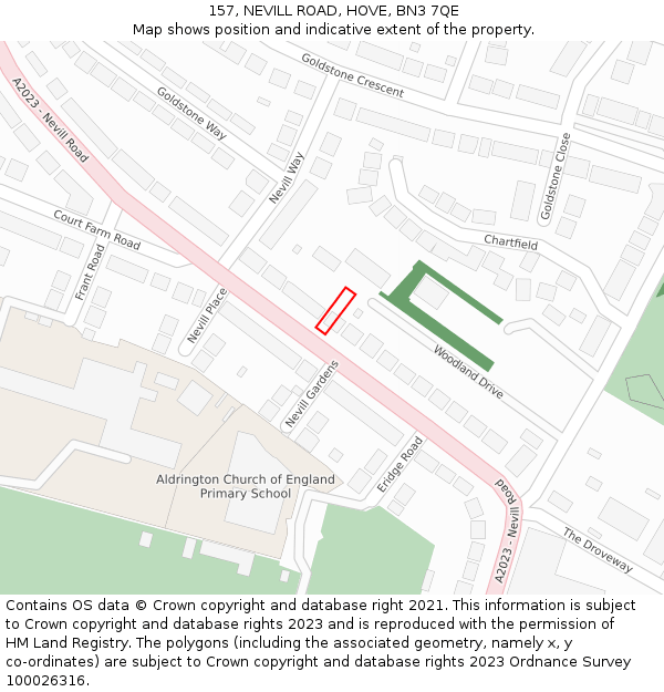 157, NEVILL ROAD, HOVE, BN3 7QE: Location map and indicative extent of plot