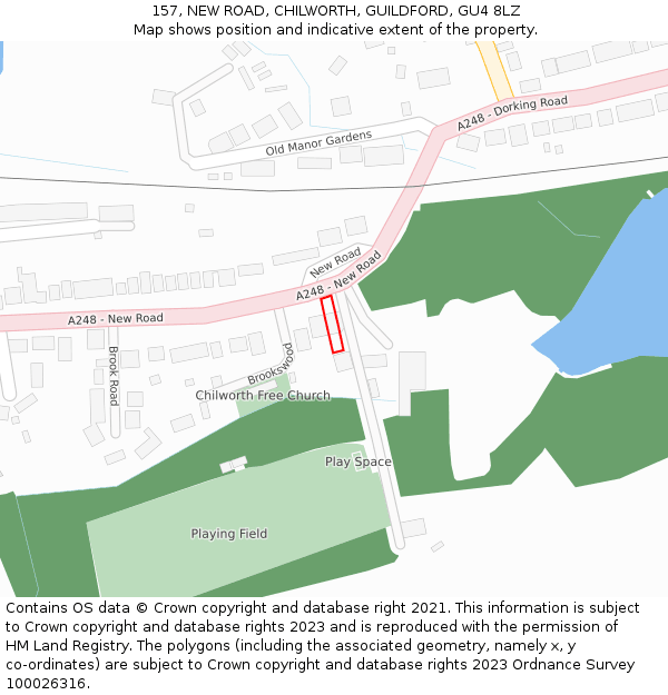 157, NEW ROAD, CHILWORTH, GUILDFORD, GU4 8LZ: Location map and indicative extent of plot