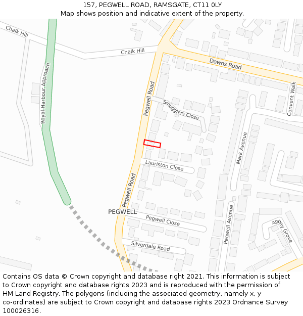 157, PEGWELL ROAD, RAMSGATE, CT11 0LY: Location map and indicative extent of plot