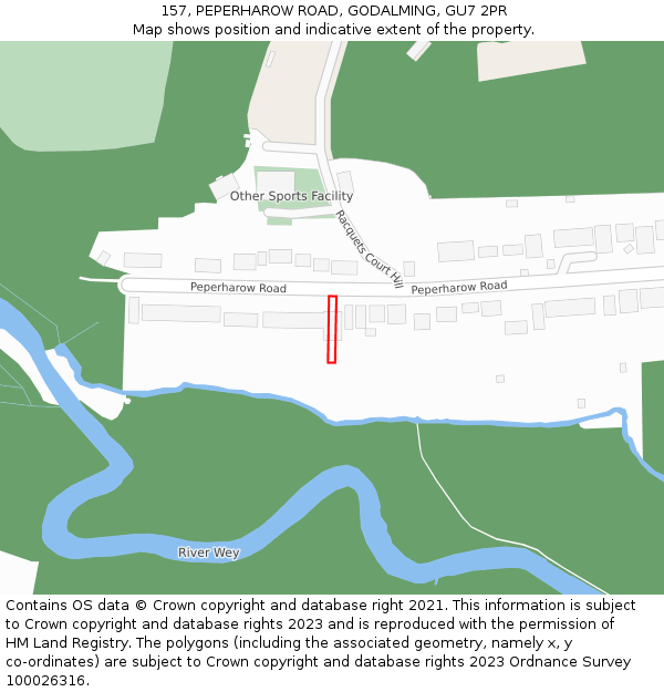 157, PEPERHAROW ROAD, GODALMING, GU7 2PR: Location map and indicative extent of plot