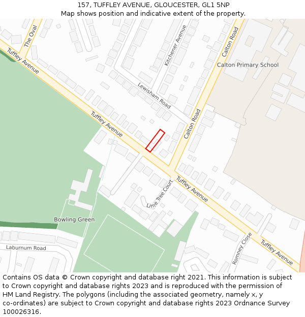 157, TUFFLEY AVENUE, GLOUCESTER, GL1 5NP: Location map and indicative extent of plot
