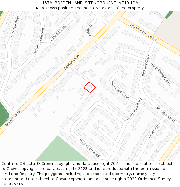 157A, BORDEN LANE, SITTINGBOURNE, ME10 1DA: Location map and indicative extent of plot