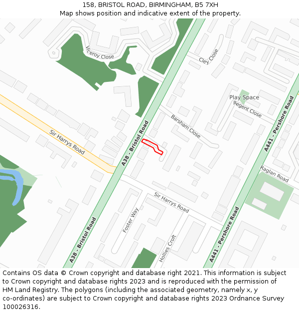 158, BRISTOL ROAD, BIRMINGHAM, B5 7XH: Location map and indicative extent of plot