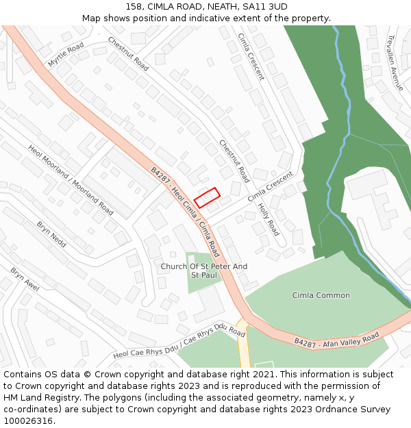 158, CIMLA ROAD, NEATH, SA11 3UD: Location map and indicative extent of plot