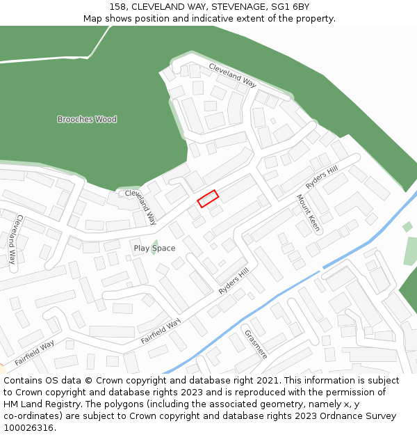 158, CLEVELAND WAY, STEVENAGE, SG1 6BY: Location map and indicative extent of plot