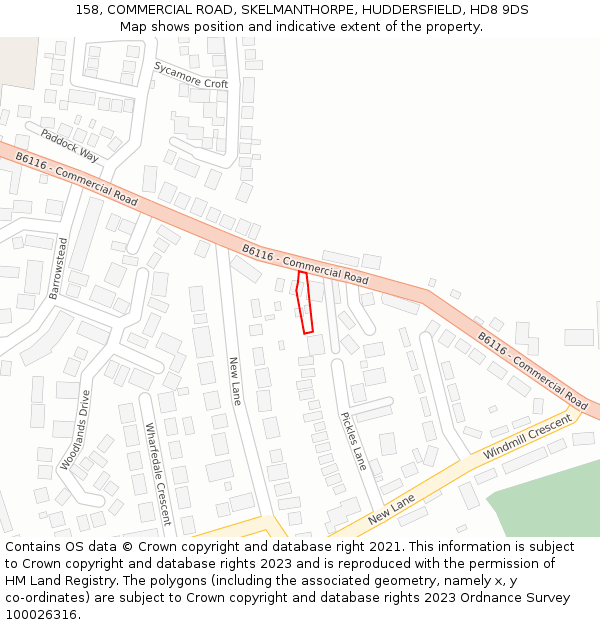 158, COMMERCIAL ROAD, SKELMANTHORPE, HUDDERSFIELD, HD8 9DS: Location map and indicative extent of plot