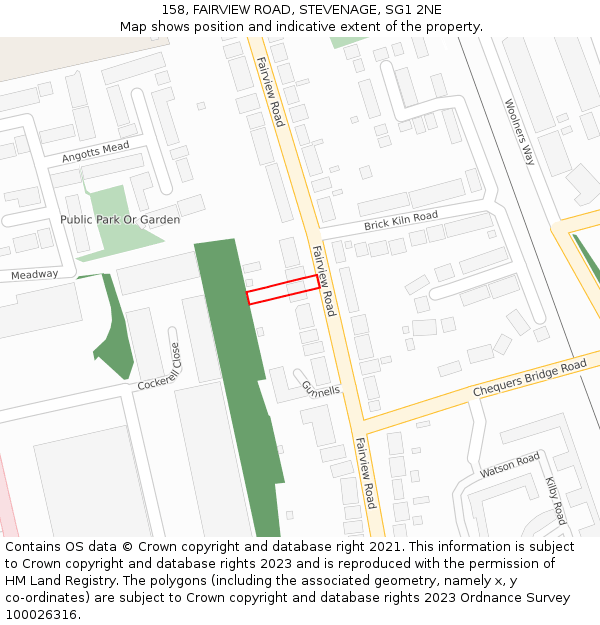 158, FAIRVIEW ROAD, STEVENAGE, SG1 2NE: Location map and indicative extent of plot