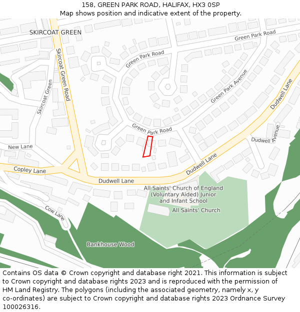 158, GREEN PARK ROAD, HALIFAX, HX3 0SP: Location map and indicative extent of plot