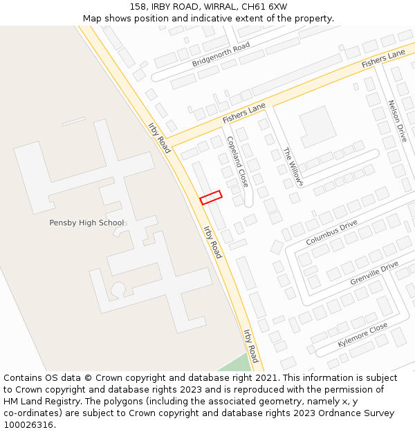 158, IRBY ROAD, WIRRAL, CH61 6XW: Location map and indicative extent of plot