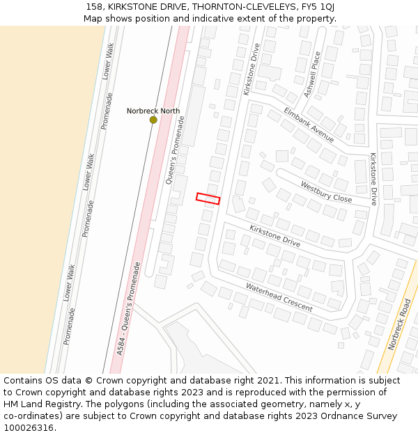 158, KIRKSTONE DRIVE, THORNTON-CLEVELEYS, FY5 1QJ: Location map and indicative extent of plot