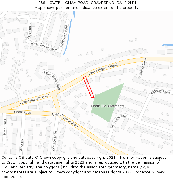 158, LOWER HIGHAM ROAD, GRAVESEND, DA12 2NN: Location map and indicative extent of plot