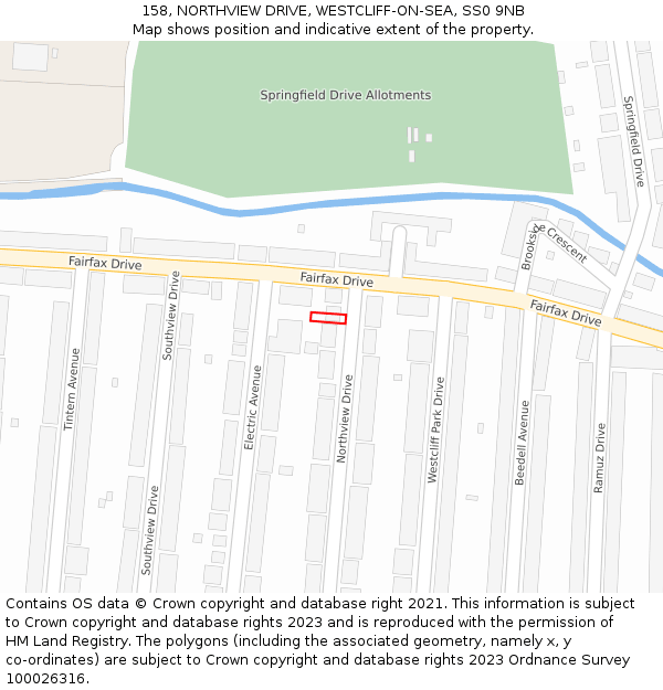 158, NORTHVIEW DRIVE, WESTCLIFF-ON-SEA, SS0 9NB: Location map and indicative extent of plot