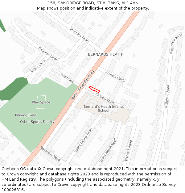 158, SANDRIDGE ROAD, ST ALBANS, AL1 4AN: Location map and indicative extent of plot