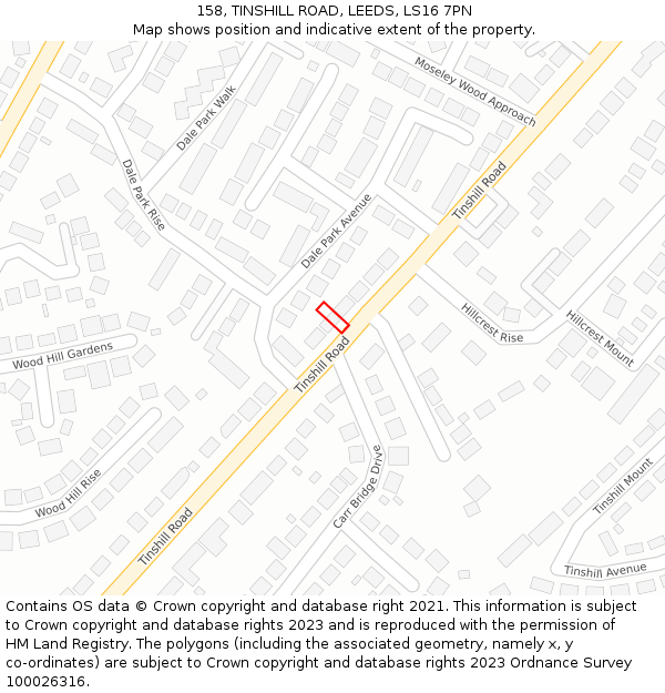 158, TINSHILL ROAD, LEEDS, LS16 7PN: Location map and indicative extent of plot