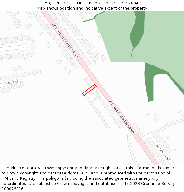 158, UPPER SHEFFIELD ROAD, BARNSLEY, S70 4PS: Location map and indicative extent of plot