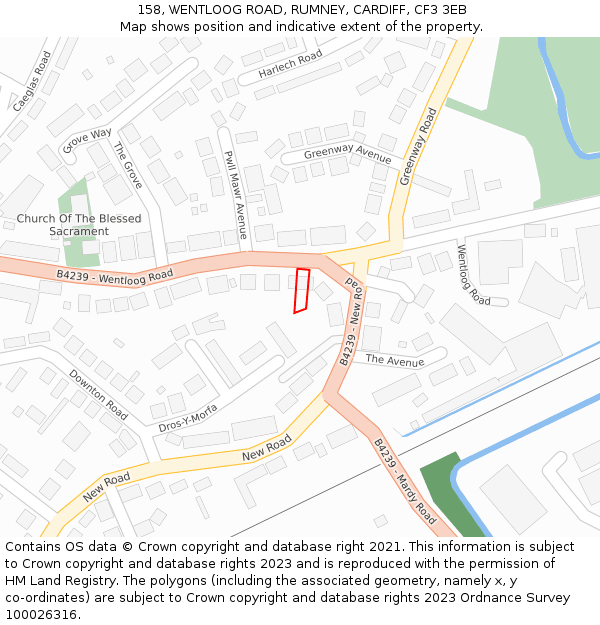 158, WENTLOOG ROAD, RUMNEY, CARDIFF, CF3 3EB: Location map and indicative extent of plot