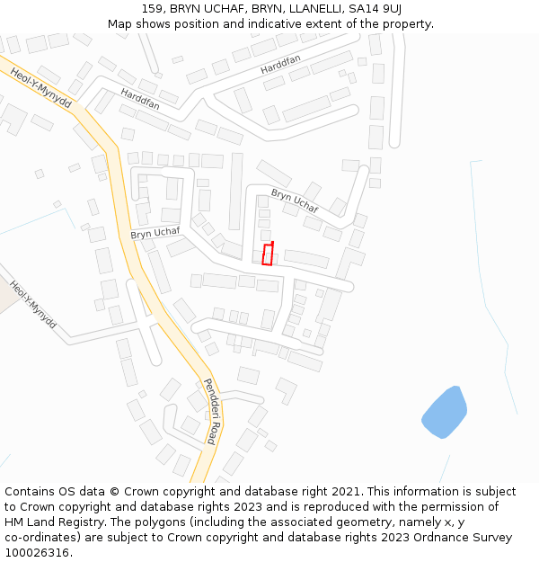 159, BRYN UCHAF, BRYN, LLANELLI, SA14 9UJ: Location map and indicative extent of plot