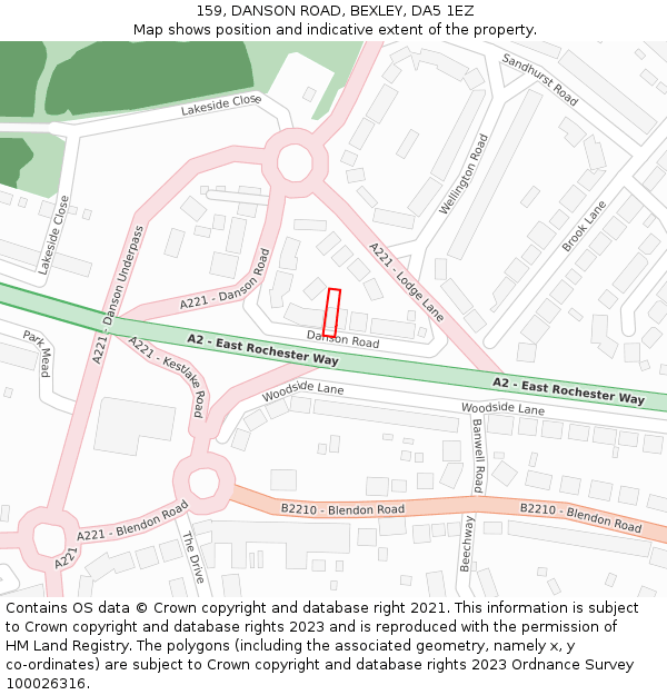 159, DANSON ROAD, BEXLEY, DA5 1EZ: Location map and indicative extent of plot
