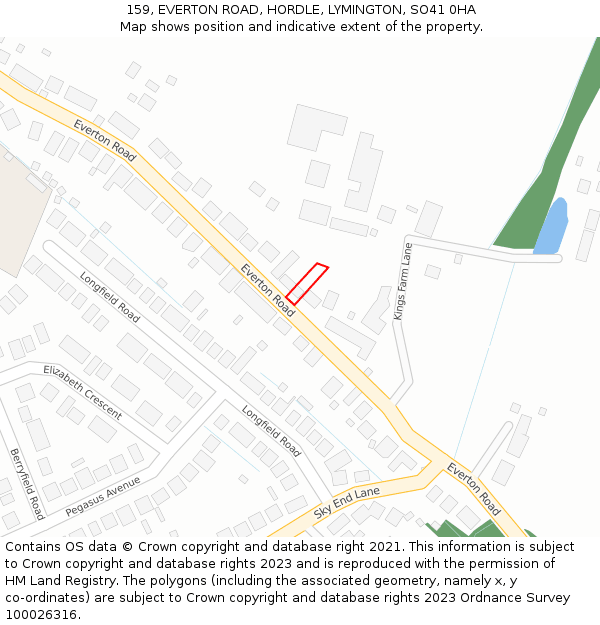 159, EVERTON ROAD, HORDLE, LYMINGTON, SO41 0HA: Location map and indicative extent of plot