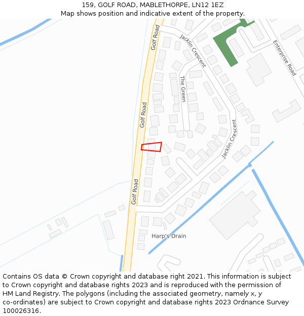 159, GOLF ROAD, MABLETHORPE, LN12 1EZ: Location map and indicative extent of plot