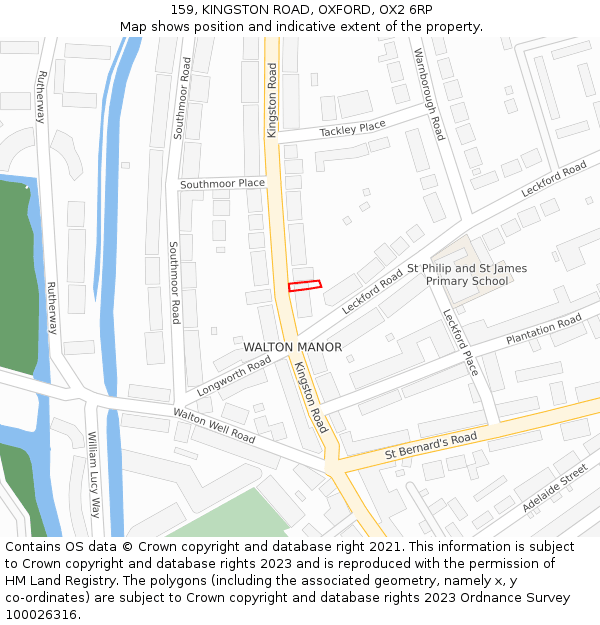 159, KINGSTON ROAD, OXFORD, OX2 6RP: Location map and indicative extent of plot